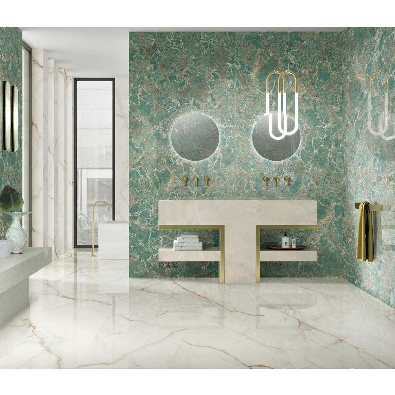 Piedra Sinterizada Rainforest Green Pulido 120x240cm 9mm de Grosor