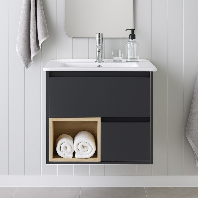 Mueble con Lavamanos Blanco Gris 61x60x47cm