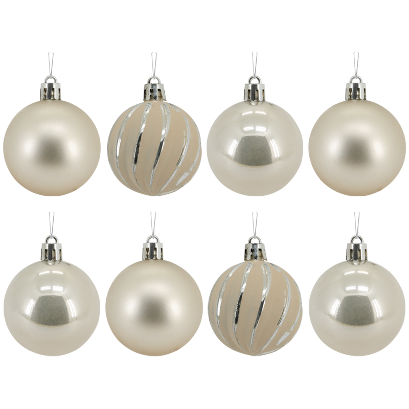 Bola Navideña Beige 5cm 8 Piezas