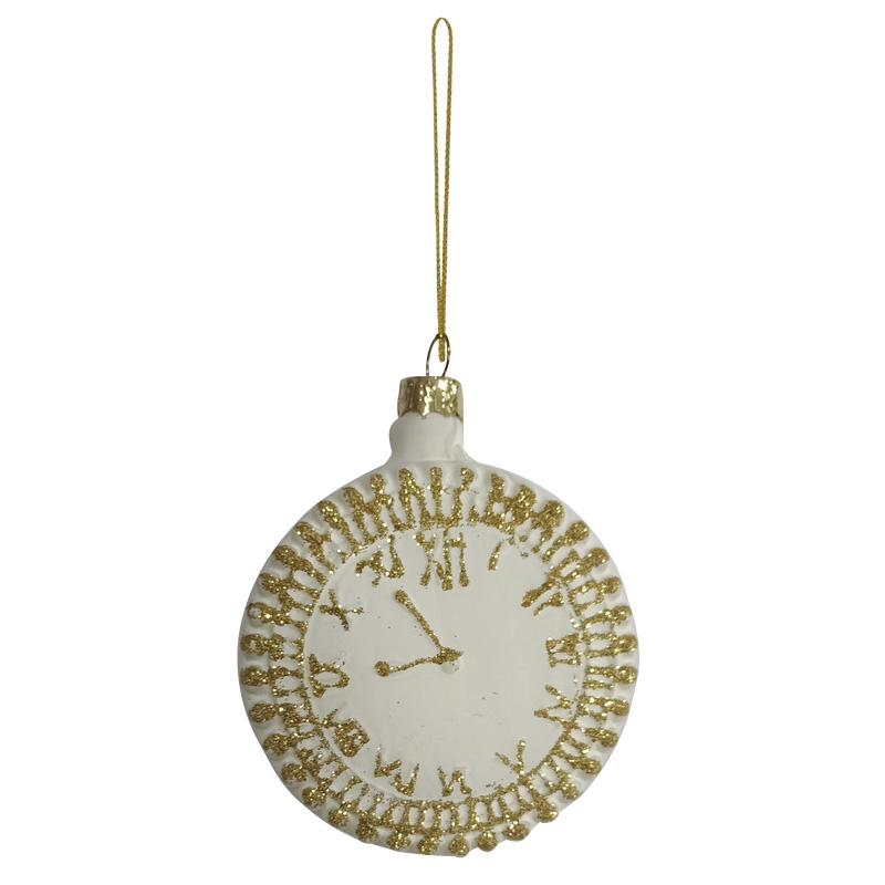 Bola de Vidrio Reloj Blanco Oro 2.8x7.8x9cm