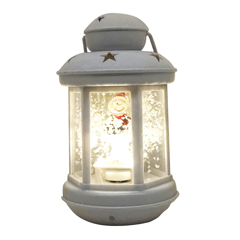 Farol Blanco con Muñeco de Nieve 15cm