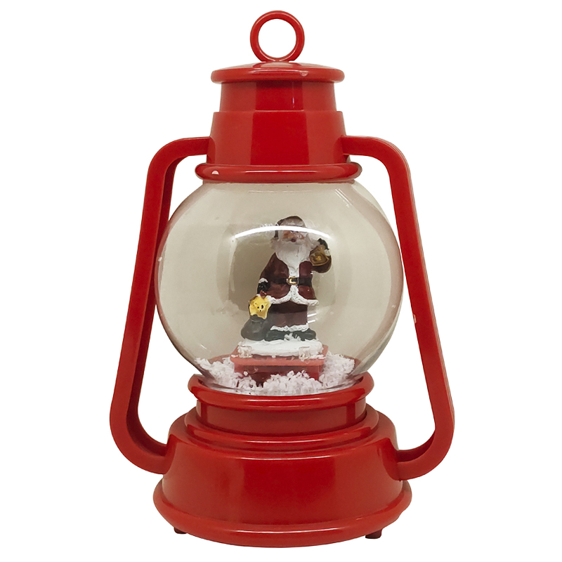 Farol Circular Rojo con Santa 20cm