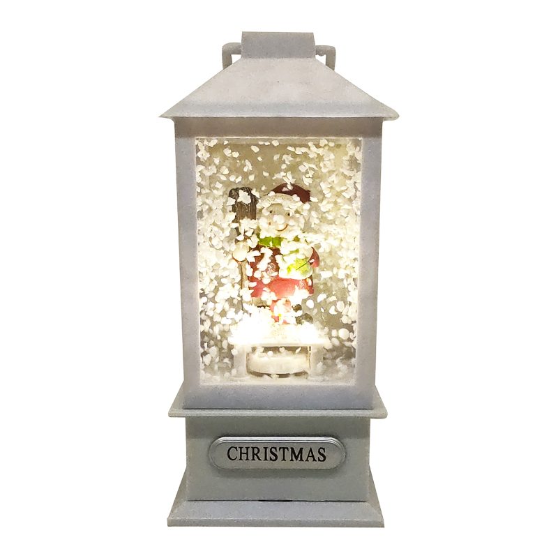 Farol Blanco con Muñeco de Nieve 17cm