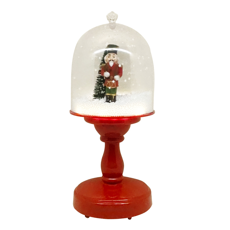 Farol Rojo de Mesa Musical con Cascanuez   