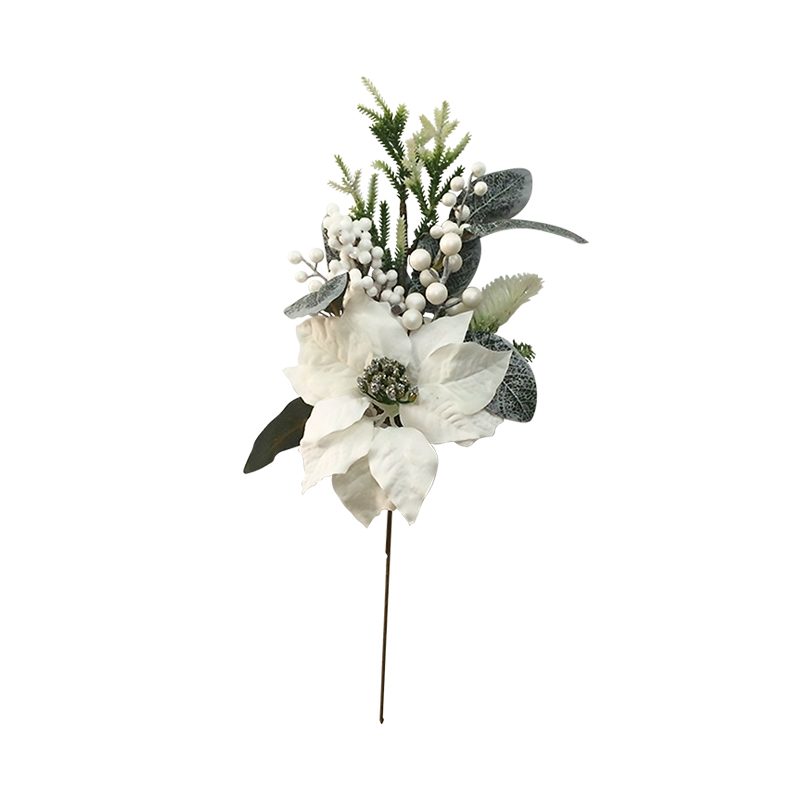 Rama con Ponsettia Blanca 50cm