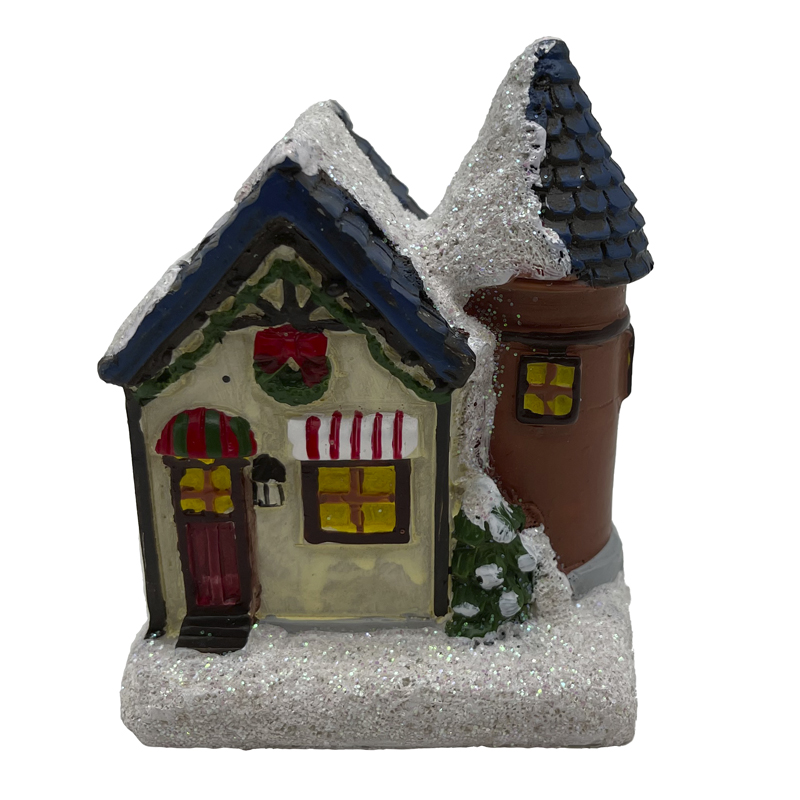 Casa para Pueblo Navideño  Luz Led 6.5x6x9cm