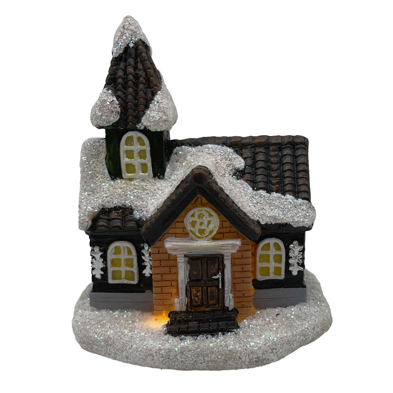 Casa para Pueblo Navideño  Luz Led 6.5x6x9cm
