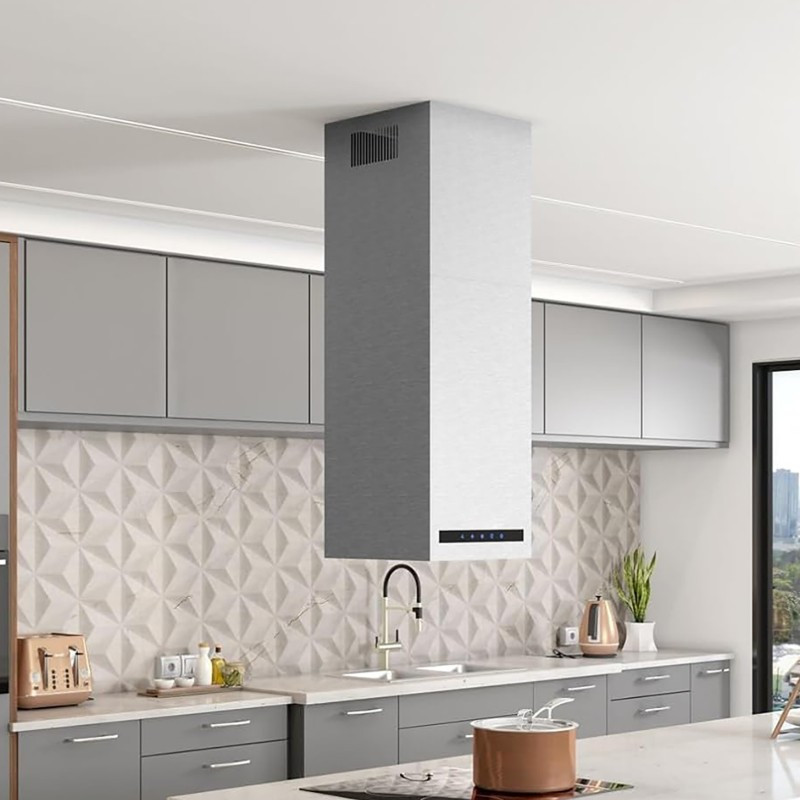 Campana Extractora de IslaTotem táctil+sensor de movimiento+control remoto 42cm Dipiu