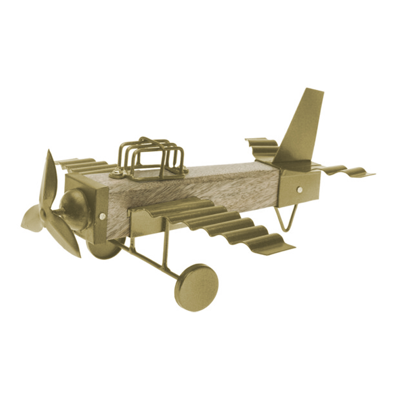 Adorno Avión de Madera y Metal 26cm