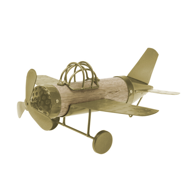 Adorno Avión de Madera y Metal 26cm