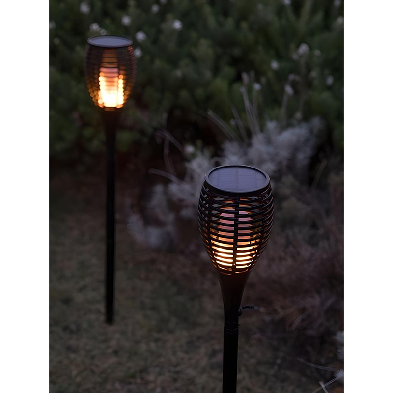Lámpara Solar Led con Diseño de Antorcha Negra 3 en 1