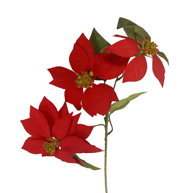 Rama Navideña Ponsetia x3 Roja