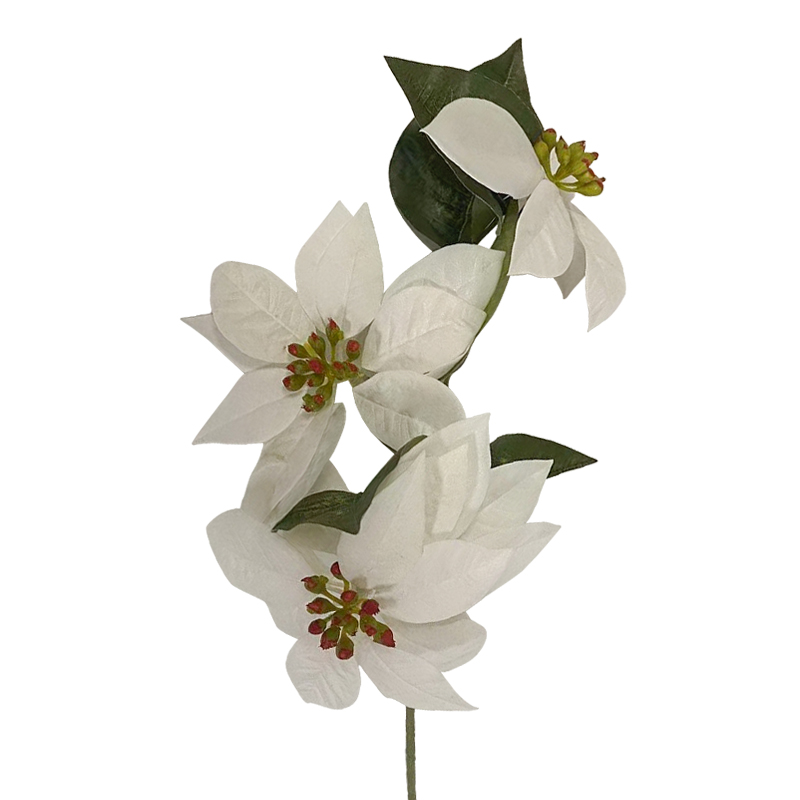 Rama Navideña Ponsetia x3 Blanca