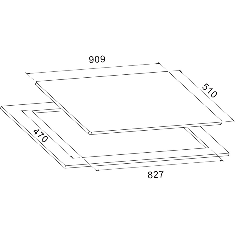 Cocina a Gas con 4 Quemadores + 2 Triple Llama 91x51cm Mastermaid