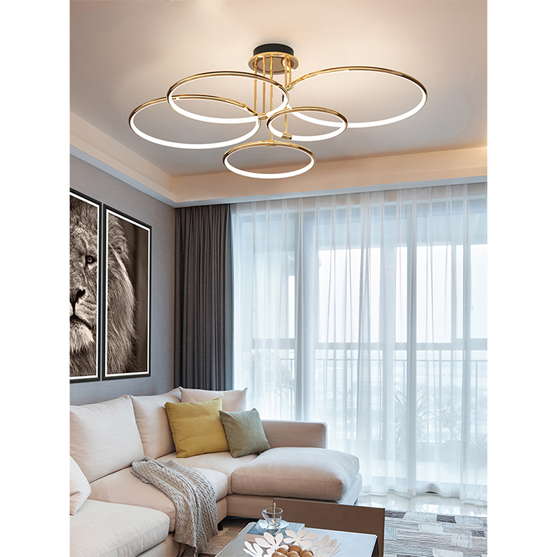 Lámpara de Techo Cuadret Led 91w Oro Luz Cálida