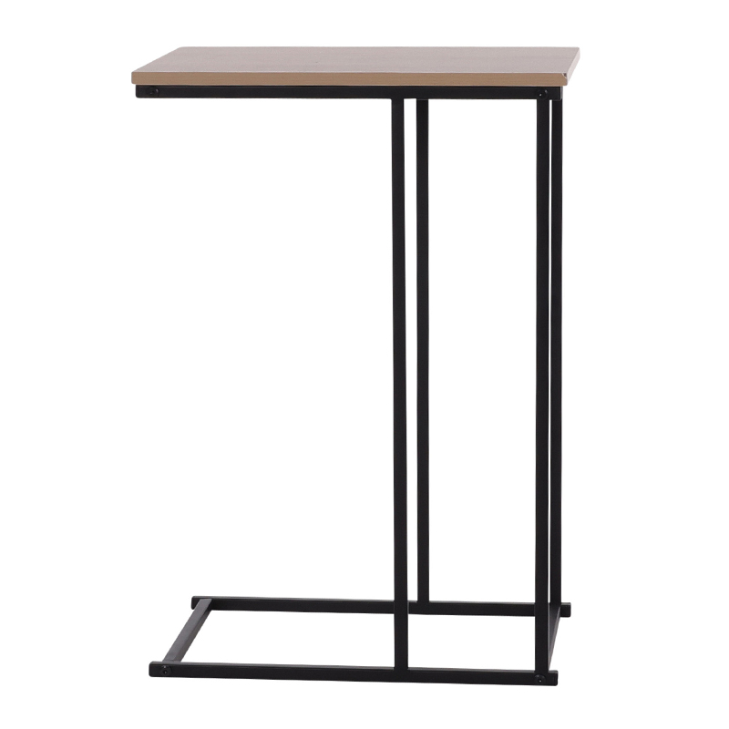 Mesa Auxiliar Madera Natural y Metal Negro 58cm