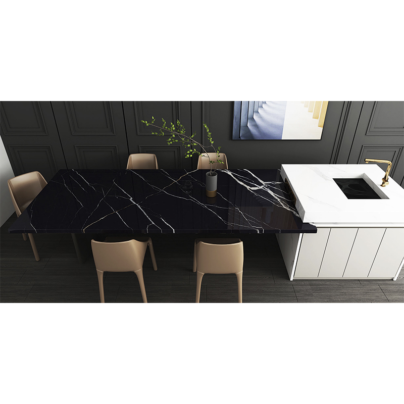 Piedra Sinterizada Negro Marquina Pulido 120x270cm 12mm