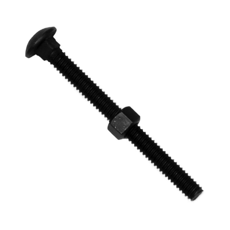 Perno  Cabeza Redonda con Tuerca 1/4X3 Grado 2 Acero Negro Rosca UNC