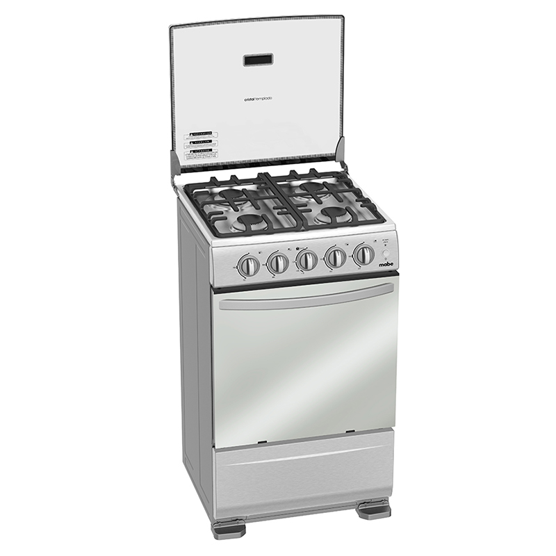 Cocina a Gas EM5130F 52x92.5cm con 4 Quemadores cm Acero Inoxidable Mabe