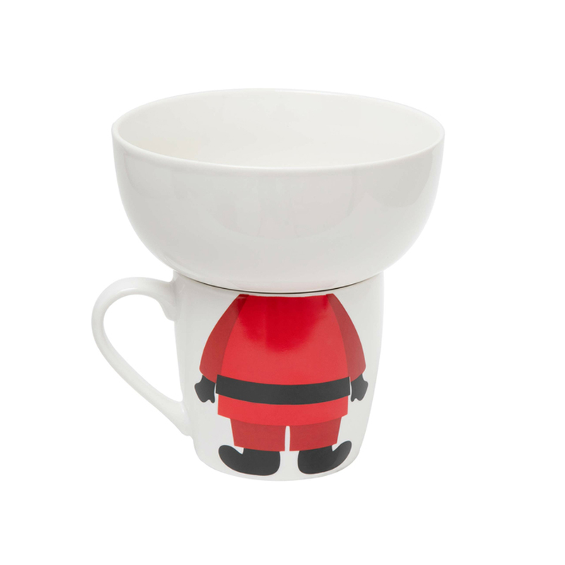 Bowl + Taza de Cerámica Navideña Papa Noel
