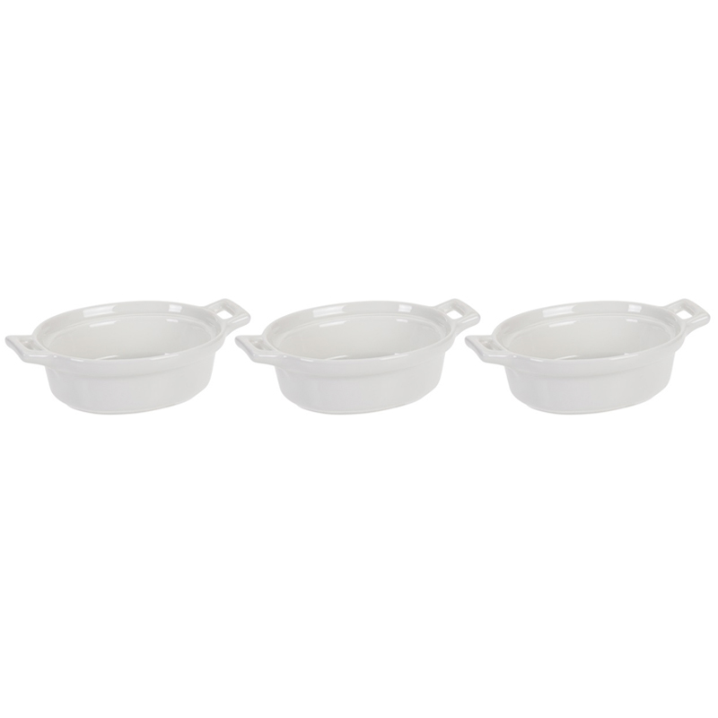 Bandejas Ovaladas Mini de Porcelana para Hornear 