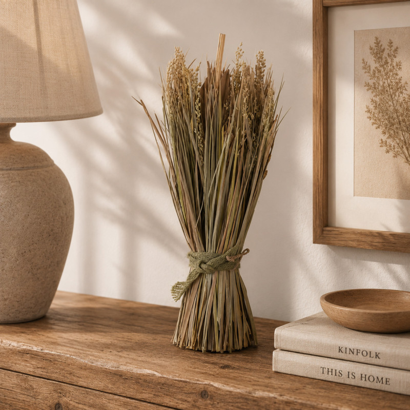 Ramo Trigo Hojas Decorativo 10x33cm