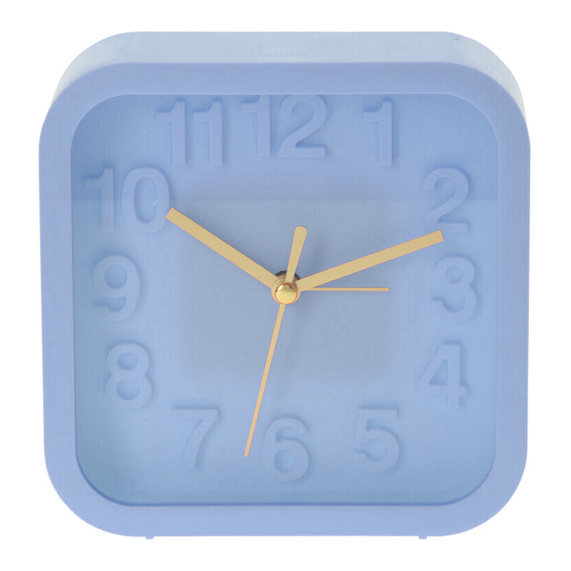 Lindo reloj despertador de punto azul y blanco