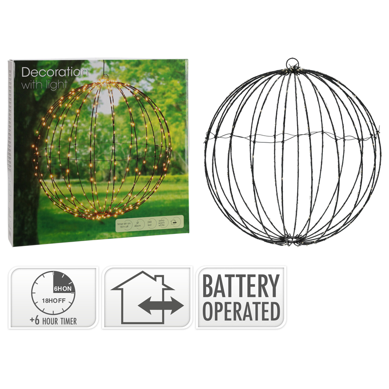 Globo Decorativo 40cm con Luz Led 120 Luz Amarilla