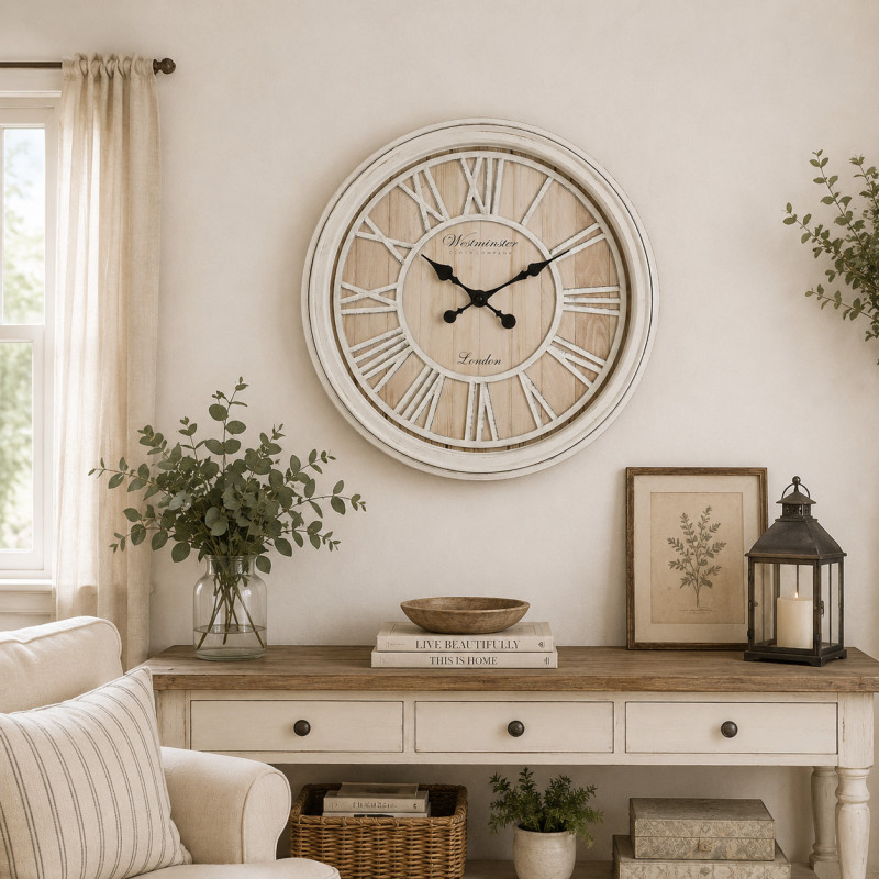 Reloj de Pared Westminster 50cm Blanco