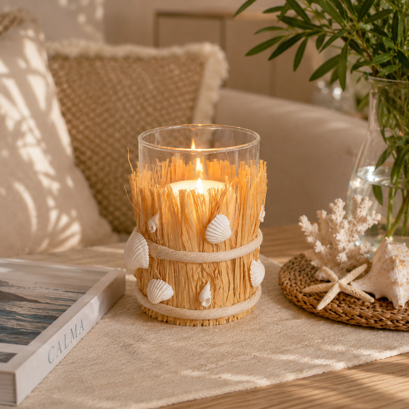 Porta Vela Cristal 15cm Concha