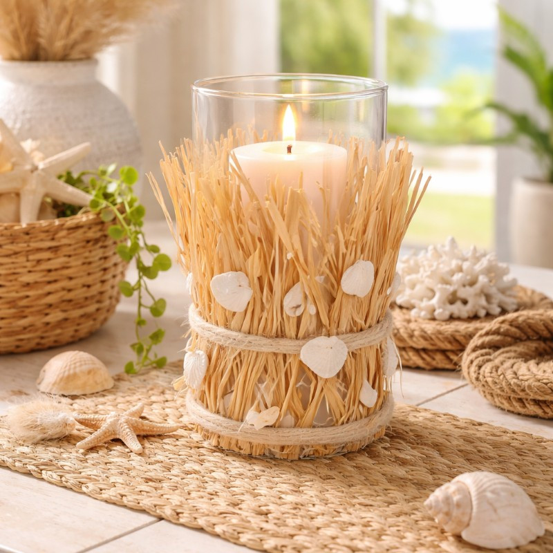 Porta Vela Cristal 20cm Concha