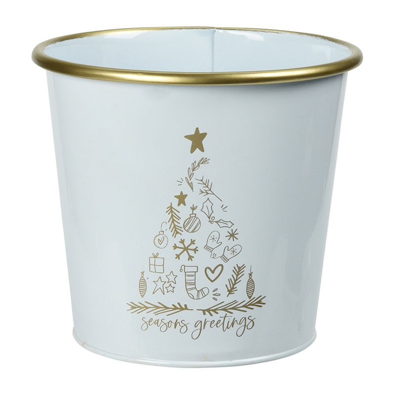 Tacho de Metal Navidad Blanco