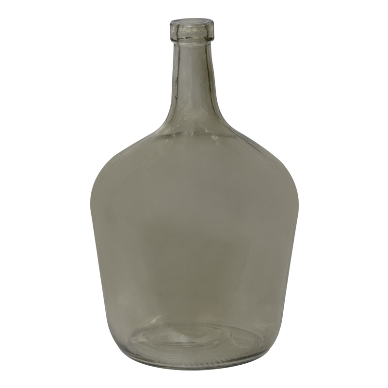 Florero Botella de Vidrio Humo 25x15cm