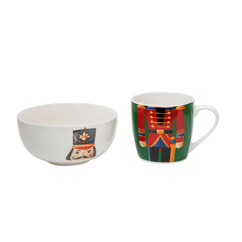 Bowl + Taza de Cerámica Navideña Cascanuez