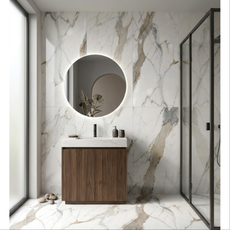Piedra Sinterizada Mármol Calacatta Gold Pulido 60x120cm  