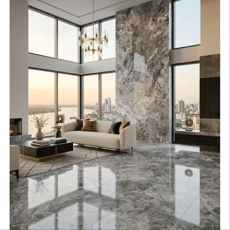 Piedra Sinterizada Mármol Nordic Grey 60x120cm  