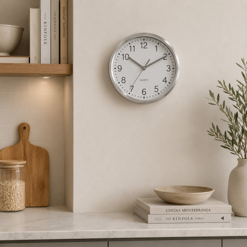 Reloj de Pared Fila 15cm Plata