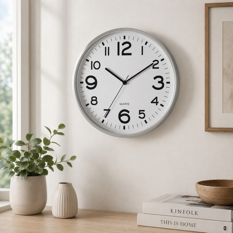 Reloj de Pared 25cm Plata