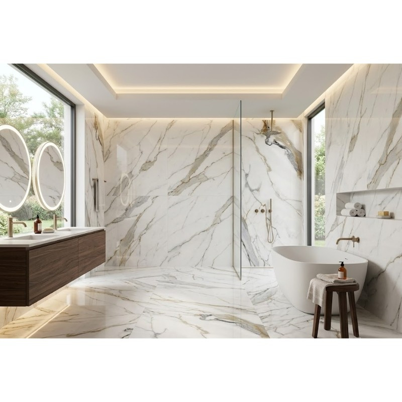 Porcelanato Calacatta Gold Pulido 75x150cm 