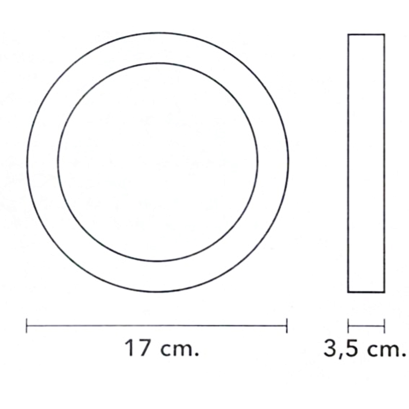 Plafón Led 17cm 12 w Luz Día 6500k Negro Eurolight 
