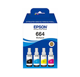 PAQUETE PACK DE BOTELLAS EPSON T664 NEGRA/CYAN/MAGENTA/YELLOW