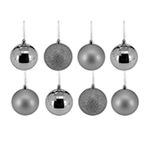 Bola Navideña Disco Plata 5cm 8 Piezas Acabado Brillante Mate y Escarchado