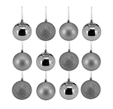 Bola Navideña Disco Plata 6cm 12 Piezas Acabado Brillante Mate y Escarchado