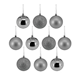 Bola Navideña Disco Plata 7cm 10 Piezas Acabado Brillante Mate y Escarchado