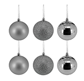 Bola Navideña Disco Plata 8cm 6 Piezas Acabado Brillante Mate y Escarchado