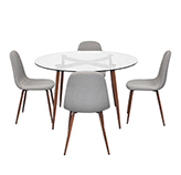 Comedor Baire con 4 Sillas Tela Beige 5 Piezas