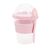 Vaso para Yogurt con Cuchara 600ml Rosa