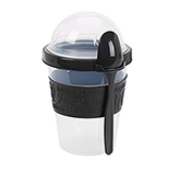 Vaso para Yogurt con Cuchara 600ml Negro