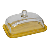 Quesera Mantequillera Vidrio Bambú 12.5cm