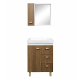 Mueble de Baño 60cm con Espejo Raya Blanca Nogal